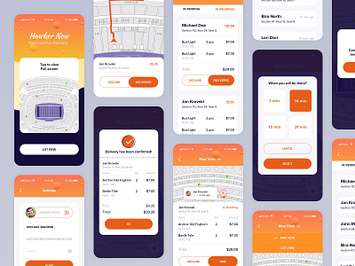 Hawker Beer Delivery App Flow app design features interactions interface map ui