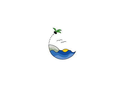 illustration of the island design flat illustration logo minimal vector