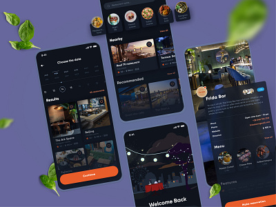 Mobile Restaurant Reservation app design food and drink reserved restaurants uidesign ux design
