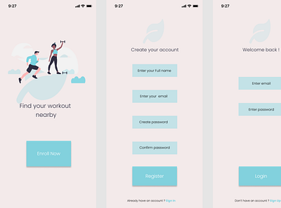 Workout app app branding illustration logo minimal mobile pilates ui ux workout