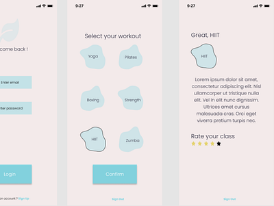 Workout app app branding icon minimal mobile pilates ui ux web workout