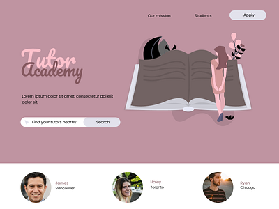 tutoring website branding design flat minimal ui ux vibrant colors web