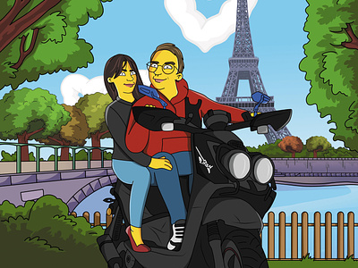 Love in Paris art hand drawn handmade illustration illustrator simpsons
