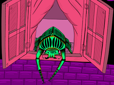 THE METAMORPHOSIS BY FRANZ KAFKA art cartoon color illustration insect the metamorphosis