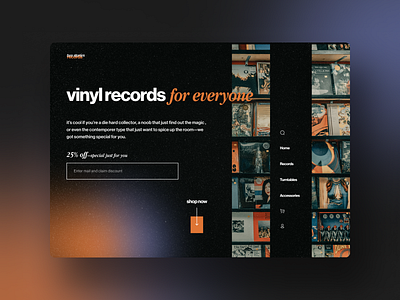 #Exploration - Vinyl Record Store Website app concept blur design desktop exploration figma gradient gradient blur landing page photography turntables ui vinyl record vinyl store web design website