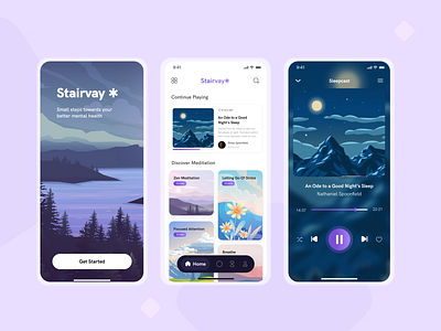 Stairvay - Mindfulness App app concept blur branding design desktop exploration figma illustration logo ui