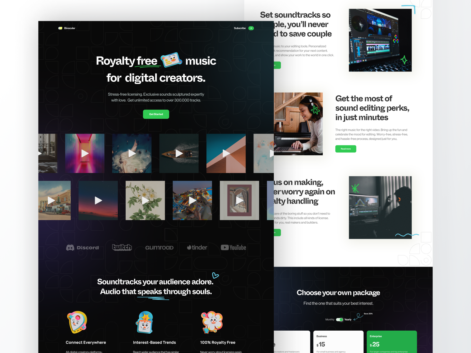 Binocular Music  Desktop Landing Page Exploration 🎵 by Syahra