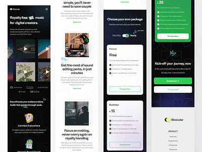 Royalty-Free Music Mobile Website Exploration - Binocular 🎵