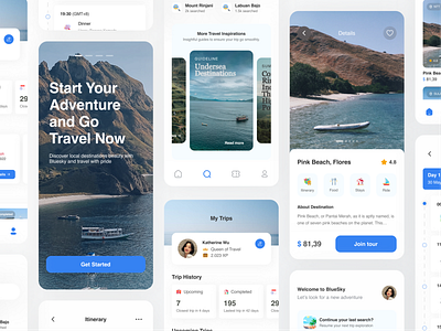 BlueSky UI - More Interface of Travel Mobile App 🏖 travel ux