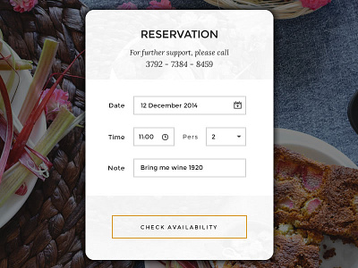 Reservation (WIP) card food form order reservation restaurant ui web