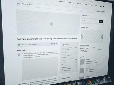 Food Blog blog food restaurant ui web wireframe