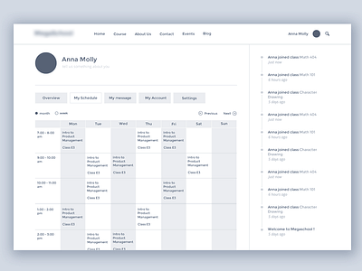 My schedule wireframe