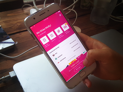 E-Wallet home screen app card coupon e wallet finance ios pink