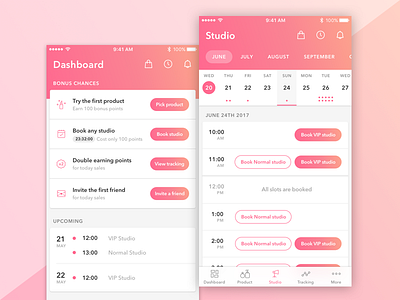 (WIP) New Lady App app booking dashboard femine