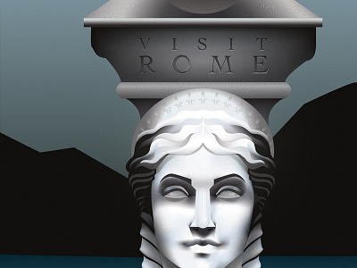 Rome - Destination Poster destination poster illustrator marble bust mesh tool monochromatic portrait visit rome