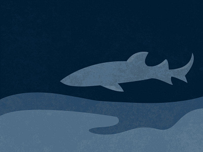 Shark blue deep water minimal monochromatic shark silhouette vector