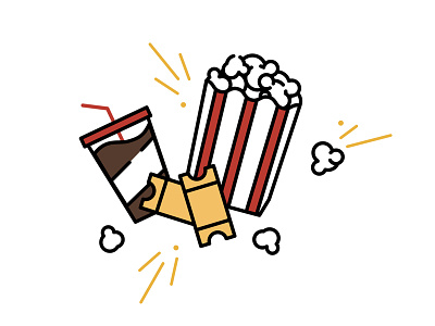 Popcorn & Movies animation styleframes dr. pepper icons minimal movie movie tickets playful popcorn and movie popcorn kernels soda vector