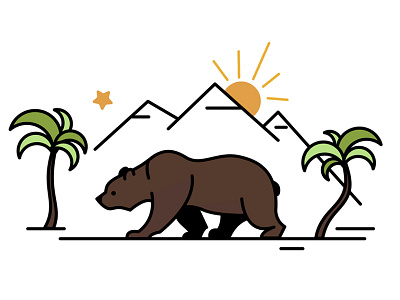 California Bear bear ca california california life fun graphics graphic grizzly bear home state illustration minimalistic palm tree vector graphic