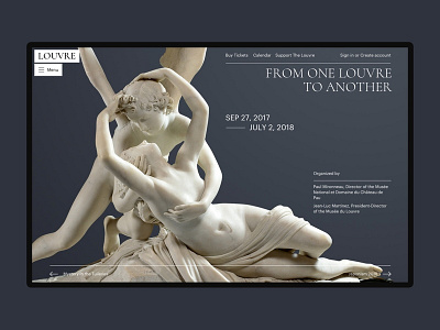 The Louvre Museum art artist clean concept design exhibition gallery main page menu minimal museum site typography ui web website