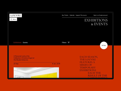 The Louvre art clean concept date design events exhibitions list minimal site typography ui web website
