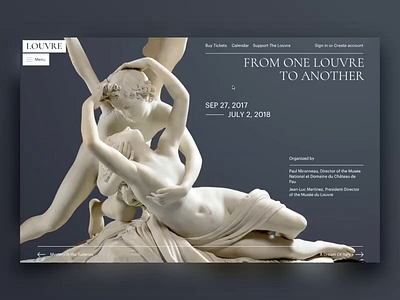 The Louvre. Main Page. Animation. animation art artist clean concept design minimal museum principle promo site typography ui ux web website