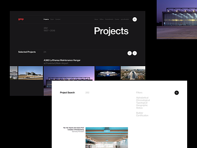 gmp. projects page clean concept design minimal site typography ui web website