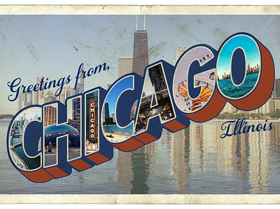 Chitown postcard chicago illustration photoshop postcard design