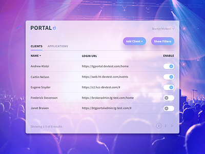 Admin Management Screen