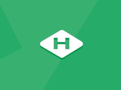 H branding diamond drop shadow flat green letter h logo