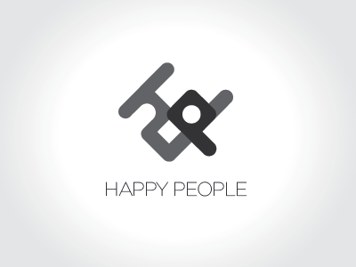 hp - happy people blocks branding form gray letters logo shapes