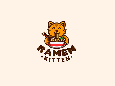 Cat and Ramen Mascot logo design