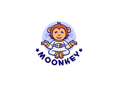 Monkey astronaut Cartoon mascot logo design