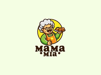 Grandma chef Cartoon mascot logo design cartoon character chef cook cute design female food grandmother icon illustration kicthen logo mascot restaurant symbol vector woman
