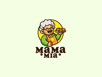 Grandma chef Cartoon mascot logo design