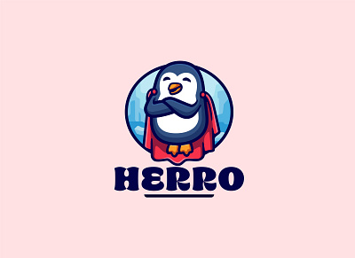 Penguin hero Cartoon mascot logo design bird branding cartoon character cold cute design hero illustration logo mascot modern penguin sign simple snow symbol ui vector wild