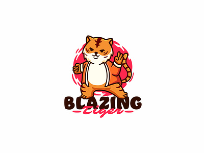 Tiger Kungfu Cartoon mascot logo design