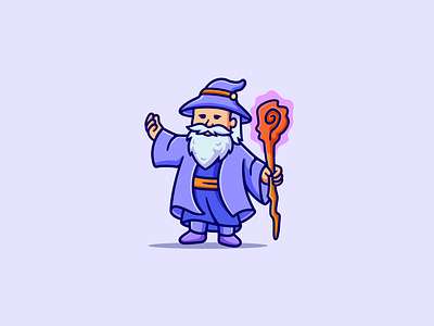 Wizard cute cartoon character illustration