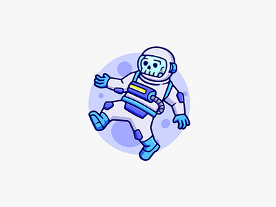 Astronaut bones💀 cute cartoon character illustration