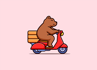 Cute bear riding a motorbike cartoon character illustration animal bike branding cartoon character cute design forest grizzly illustration logo mascot motor motorcycle nature rider scooter vector vehicle wildlife