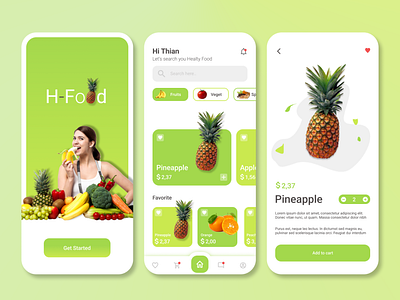 H-Food Mobile App covid ecommerce foo food fruit heal health healty food mobile app uiux user interface vegetables