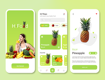 H-Food Mobile App covid ecommerce foo food fruit heal health healty food mobile app uiux user interface vegetables
