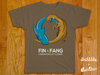 Fin & Fang for Dribbble Threadless Playoff dribbble restaurant shark threadless velociraptor