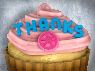 "Thank you" shot 3d cinema 4d thank you dribbble cupcake render thanks