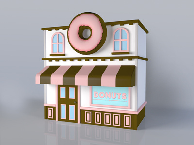 Donut Shop 3d building c4d cinema 4d donuts render shop store
