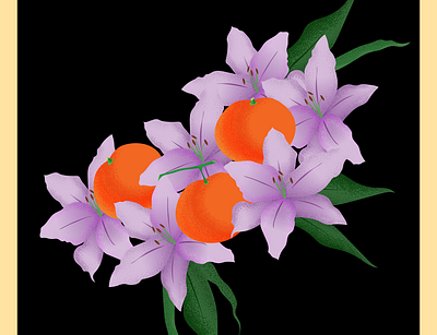 Classic (Clementine #4) citrus floral illustration lily orange textured
