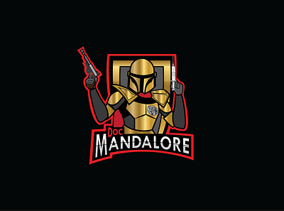 Doc Mandalore cartoon logo design gaming logo graphicdesign logo logo design mascot logo rubyarochonadesigns twitch logo vector