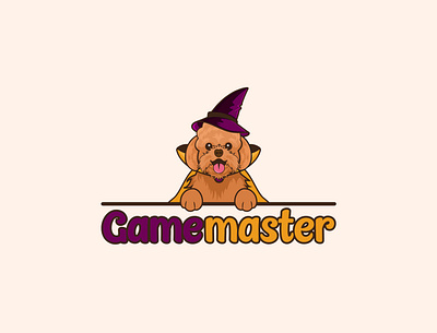 Happy Poodle In Wizard Robes animal logo card games logo cartoon logo dog logo furry gaming dog logo illustration logo design mascot logo poodle wizard hat wizard robes