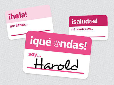 San Salvador Dribbble Meetup - Name Tags hola meetup name tag saludos sticker