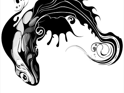 bwfish 01 abstract art black white bw digitalart fish illustration lineart vector