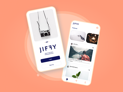 Jiffy - Publish Memories App Design Concept app design app ui app ui design clean design concept app concept design minimal ui minimal ui design mobile ui social media ui ui design uiux wireframing